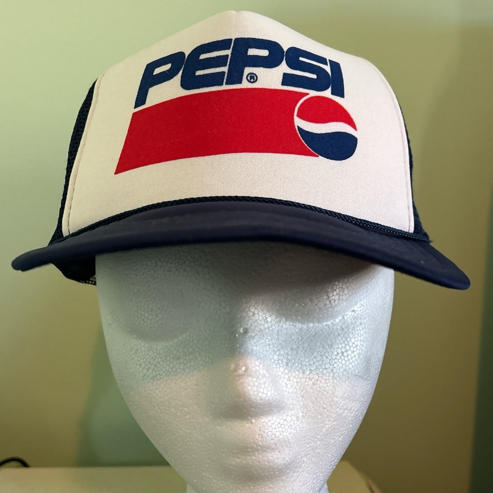 Retro Pepsi SnapBack Mesh Trucker Hat Action Sports Tag Spellout